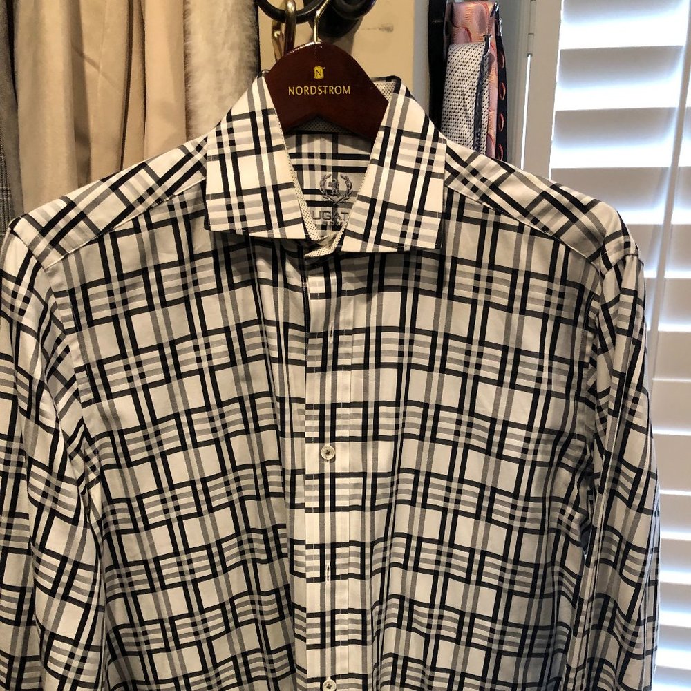 Bugatchi Men's Black & White Shirt